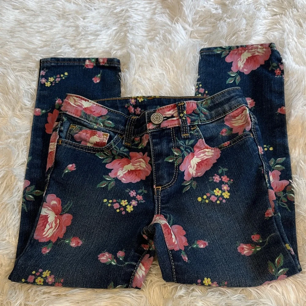 🎀🆕 GAP Girls Dark Blue Floral Jeans 5T